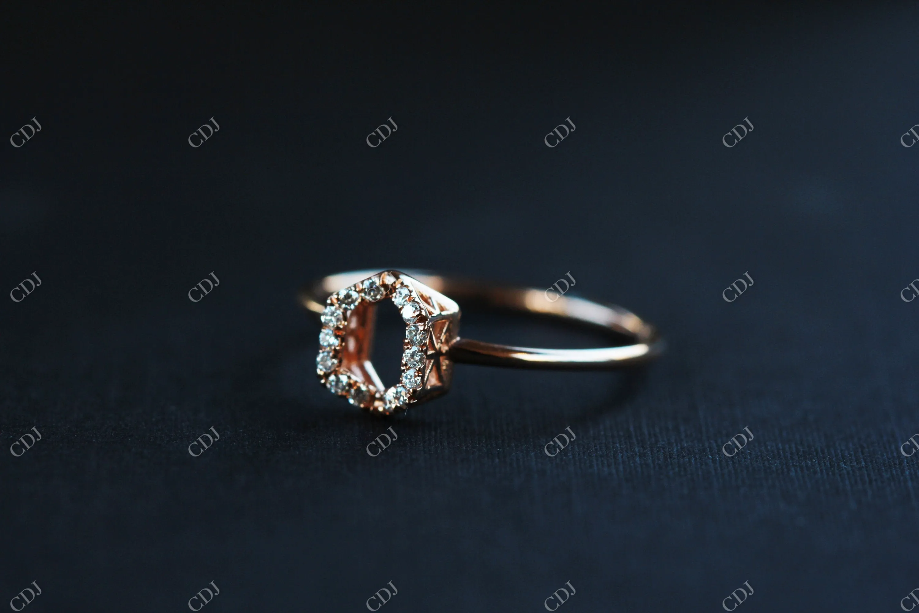 0.15CTW Hexagon Statement Moissanite Wedding Ring