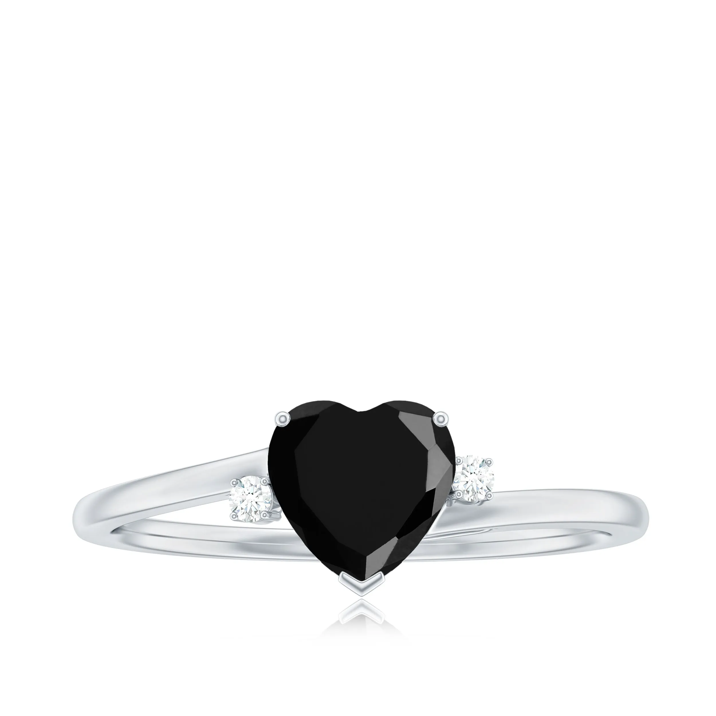1 CT Heart Shape Black Diamond Solitaire Promise Ring with Diamond