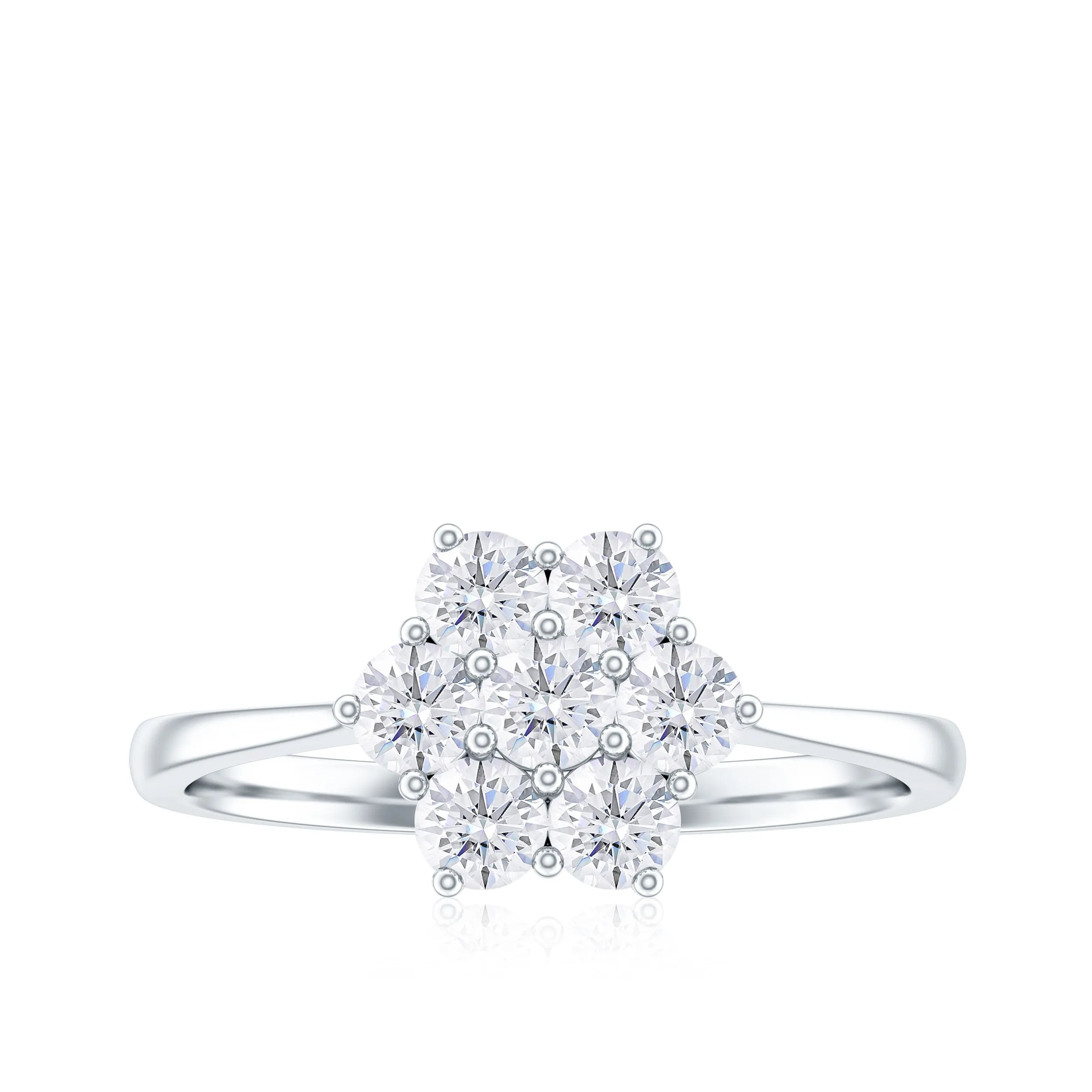 1 CT Round Shape Diamond Cluster Flower Ring
