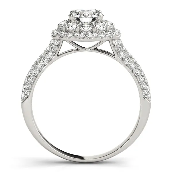 14K Double Halo Peddle Style Engagement Ring