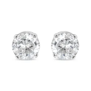 14K White Gold 1/6 Cttw Round Brilliant-Cut Near Colorless Diamond Classic 4-Prong Stud Earrings (H-I Color, SI1-SI2 Clarity)