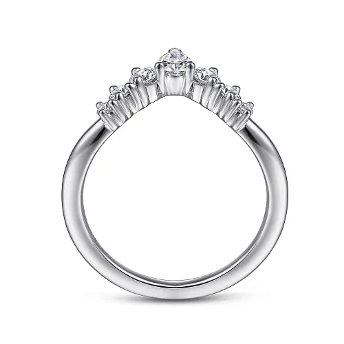 14K White Gold Curved Diamond Anniversary Band