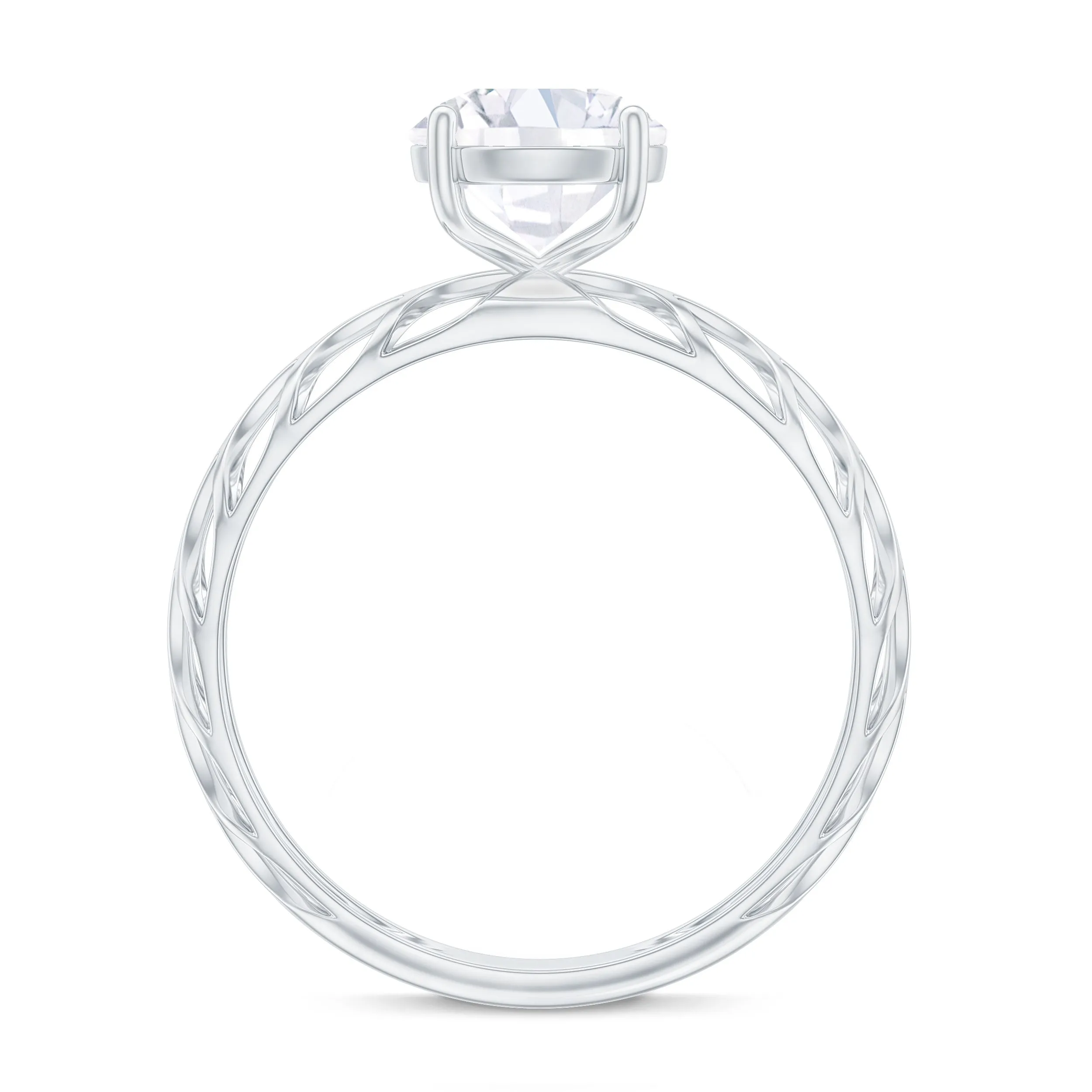 1.50 CT Zircon Engagement Ring with Gold Leaf Cut Out