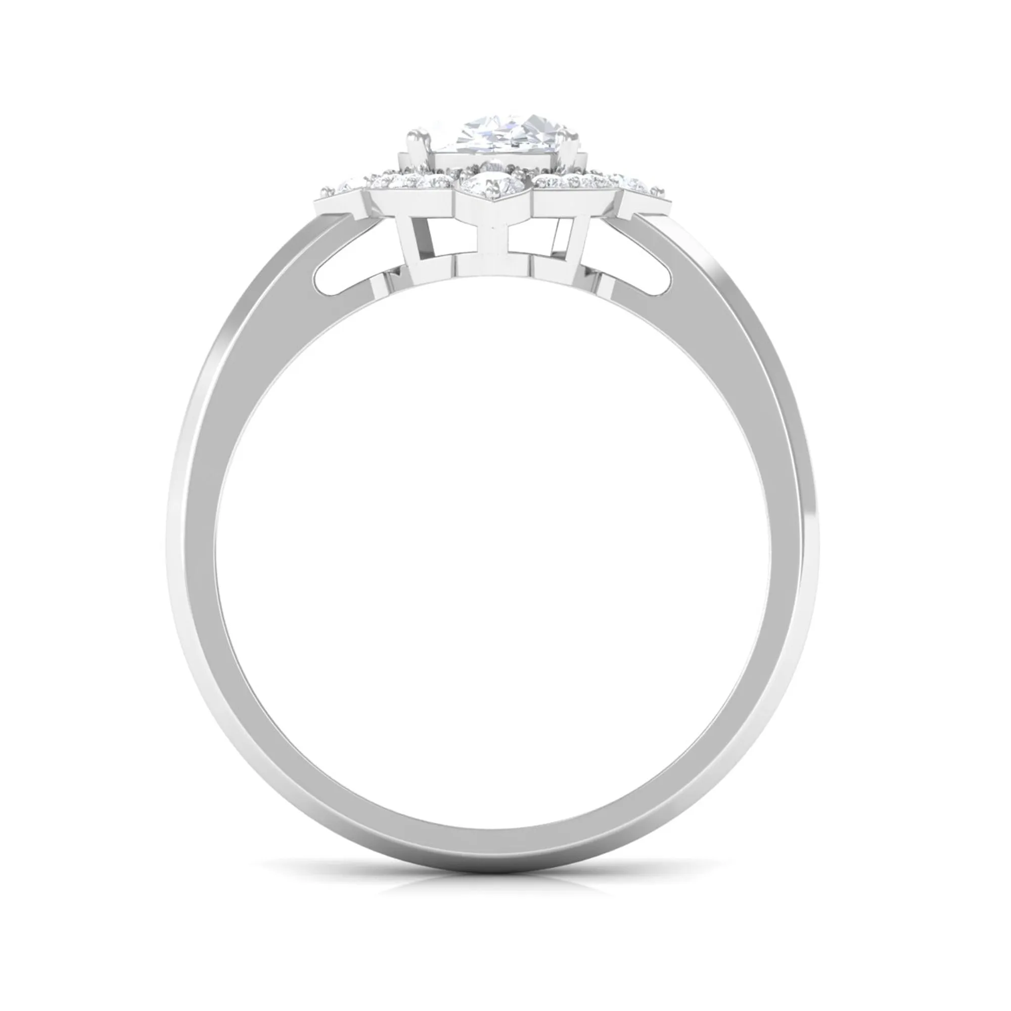 1.75 CT Oval Cut Moissanite Halo Engagement Ring