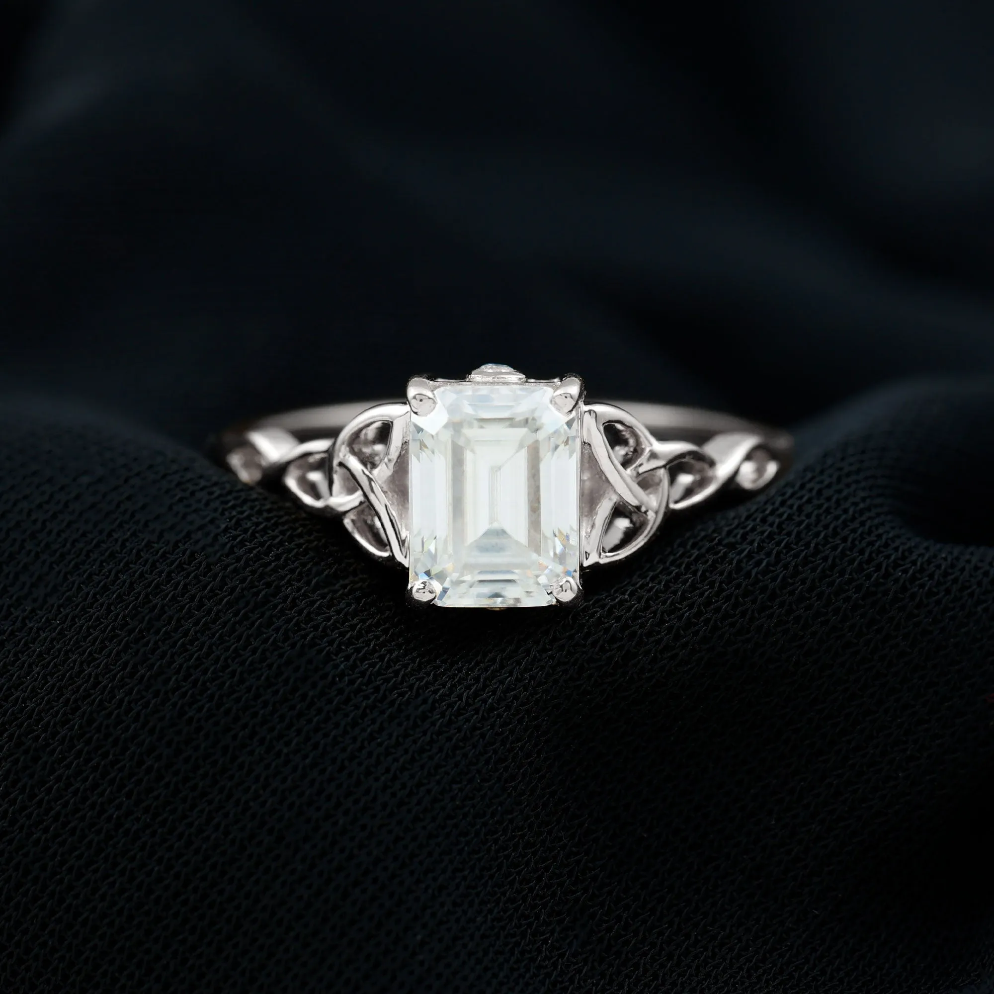 2 CT Moissanite Solitaire Engagement Ring with Celtic Details