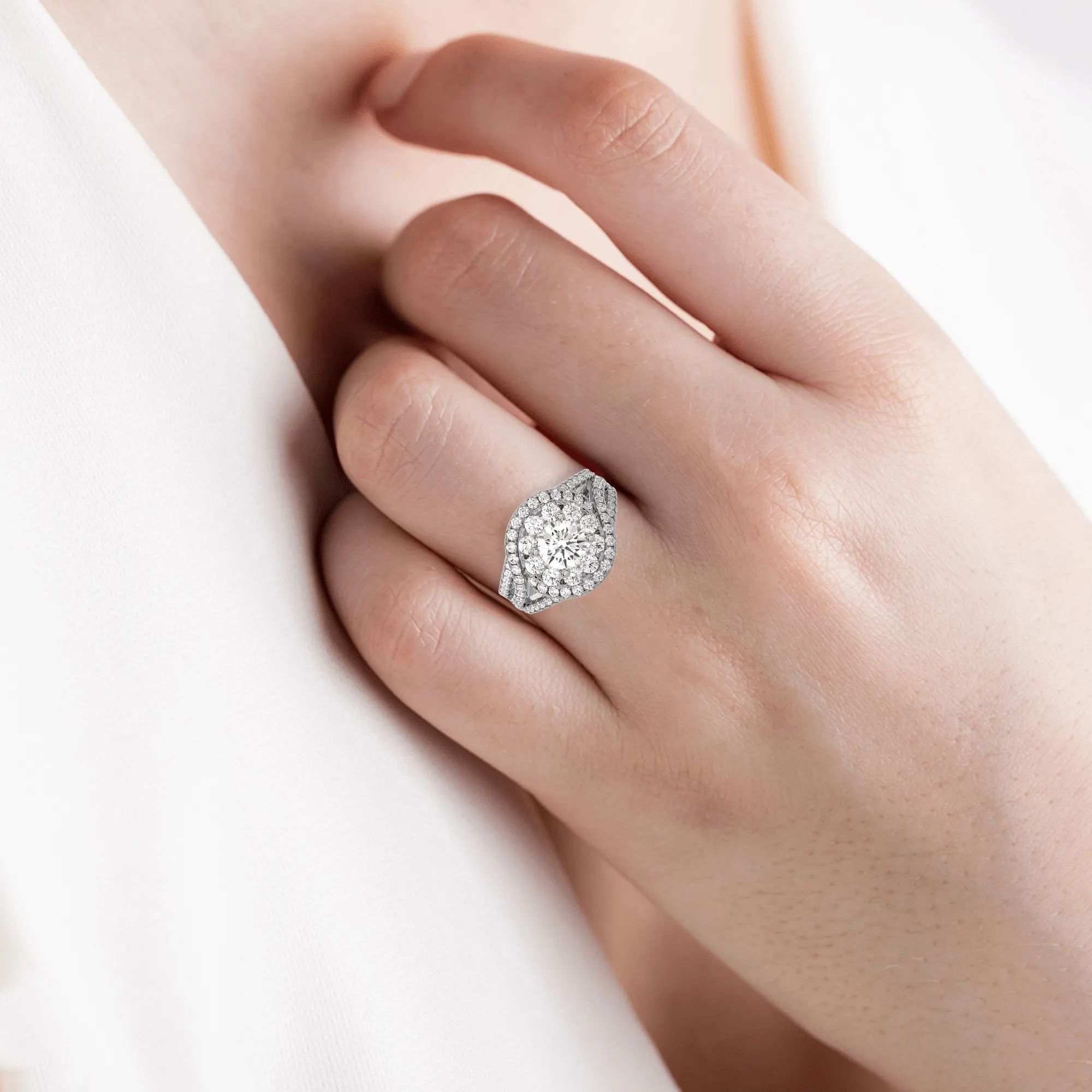 2 ctw Round Lab Grown Diamond Halo Engagement Ring