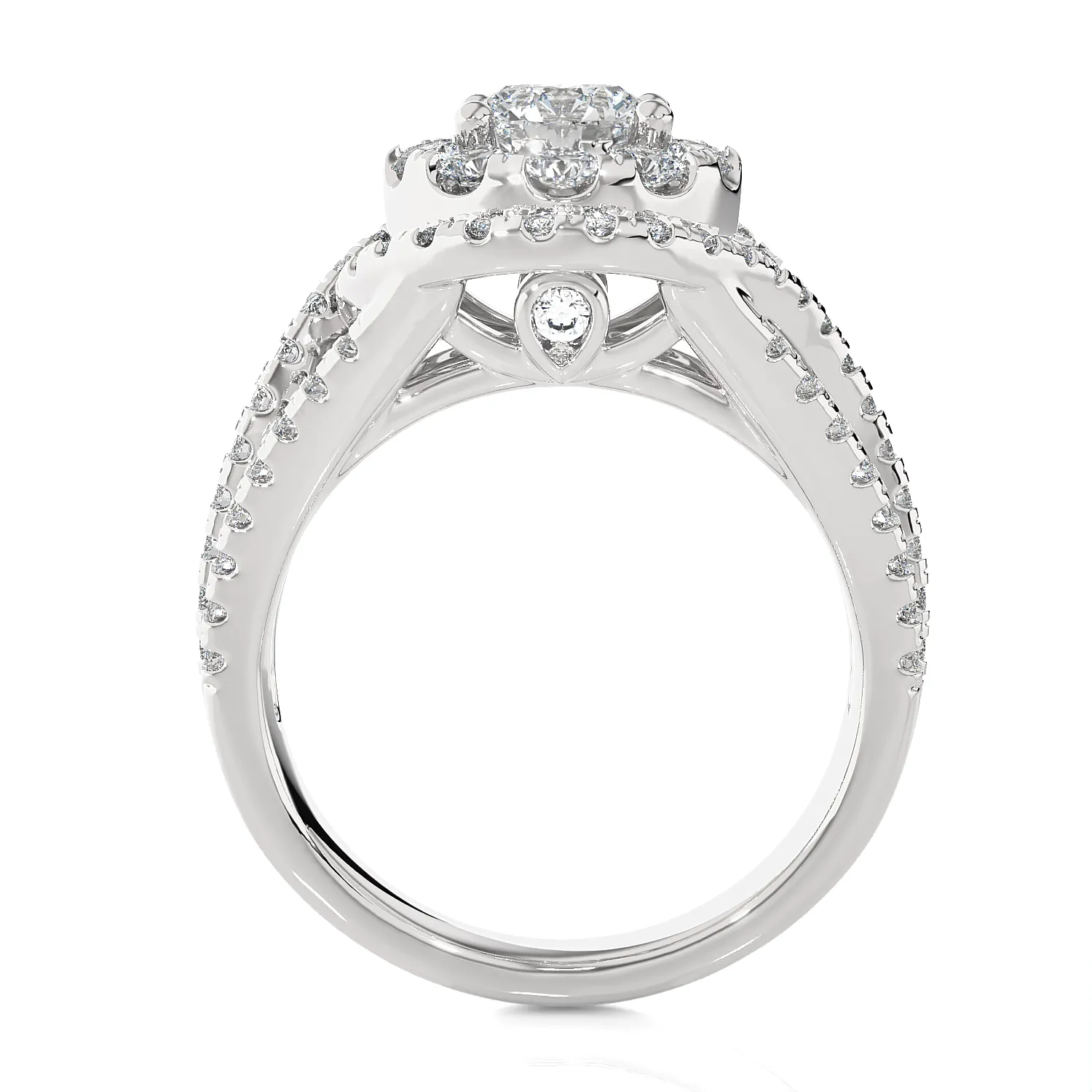 2 ctw Round Lab Grown Diamond Halo Engagement Ring