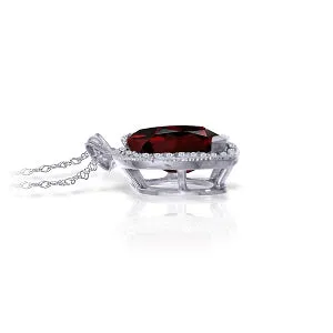 2.15 Carat 14K Solid White Gold Hear Me Garnet Diamond Necklace