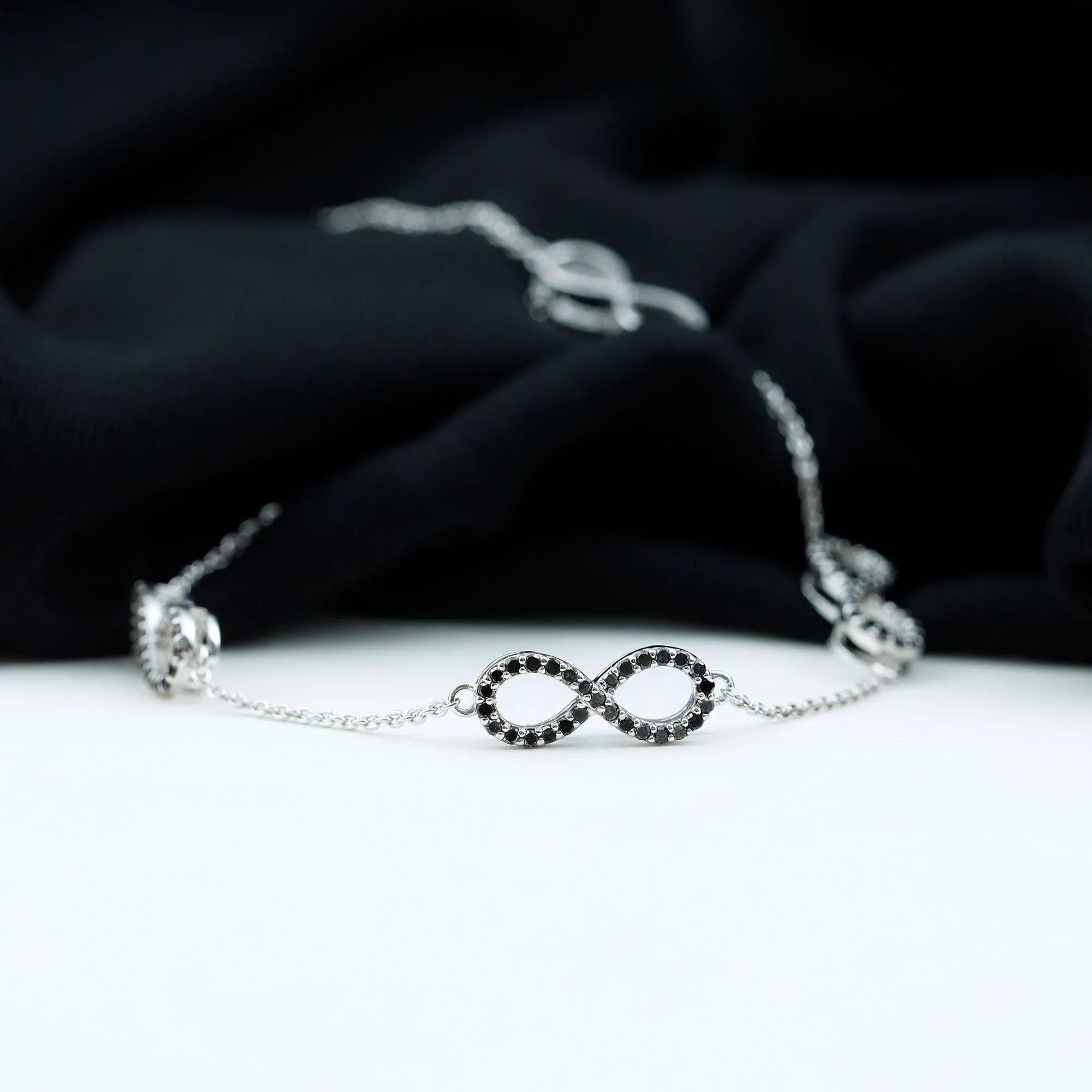 Certified Lab Grown Black Diamond Infinity Chain Bracelet