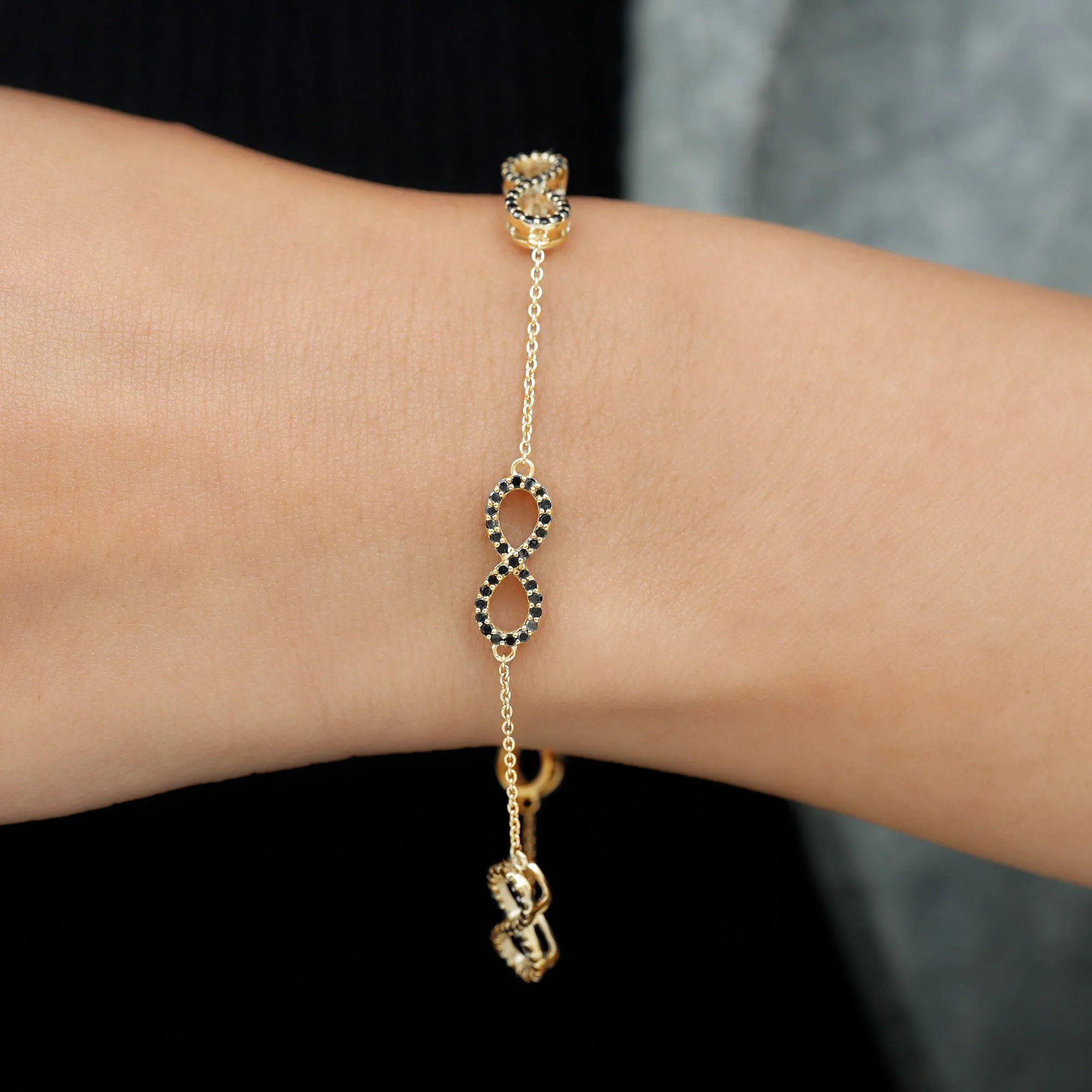 Certified Lab Grown Black Diamond Infinity Chain Bracelet