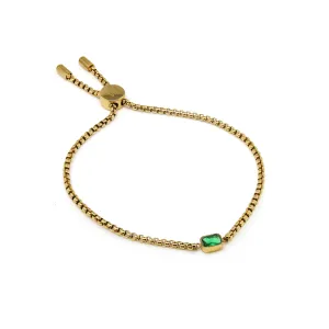 Children's May Emerald Birthstone Bracelet - Yellow Gold