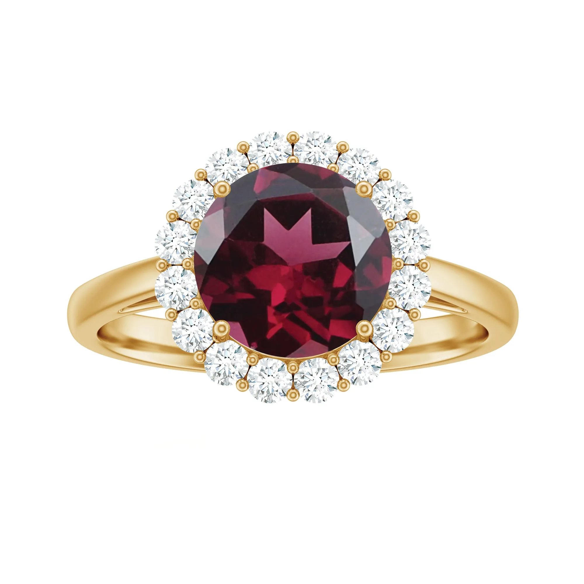 Rhodolite Engagement Ring with Diamond Halo