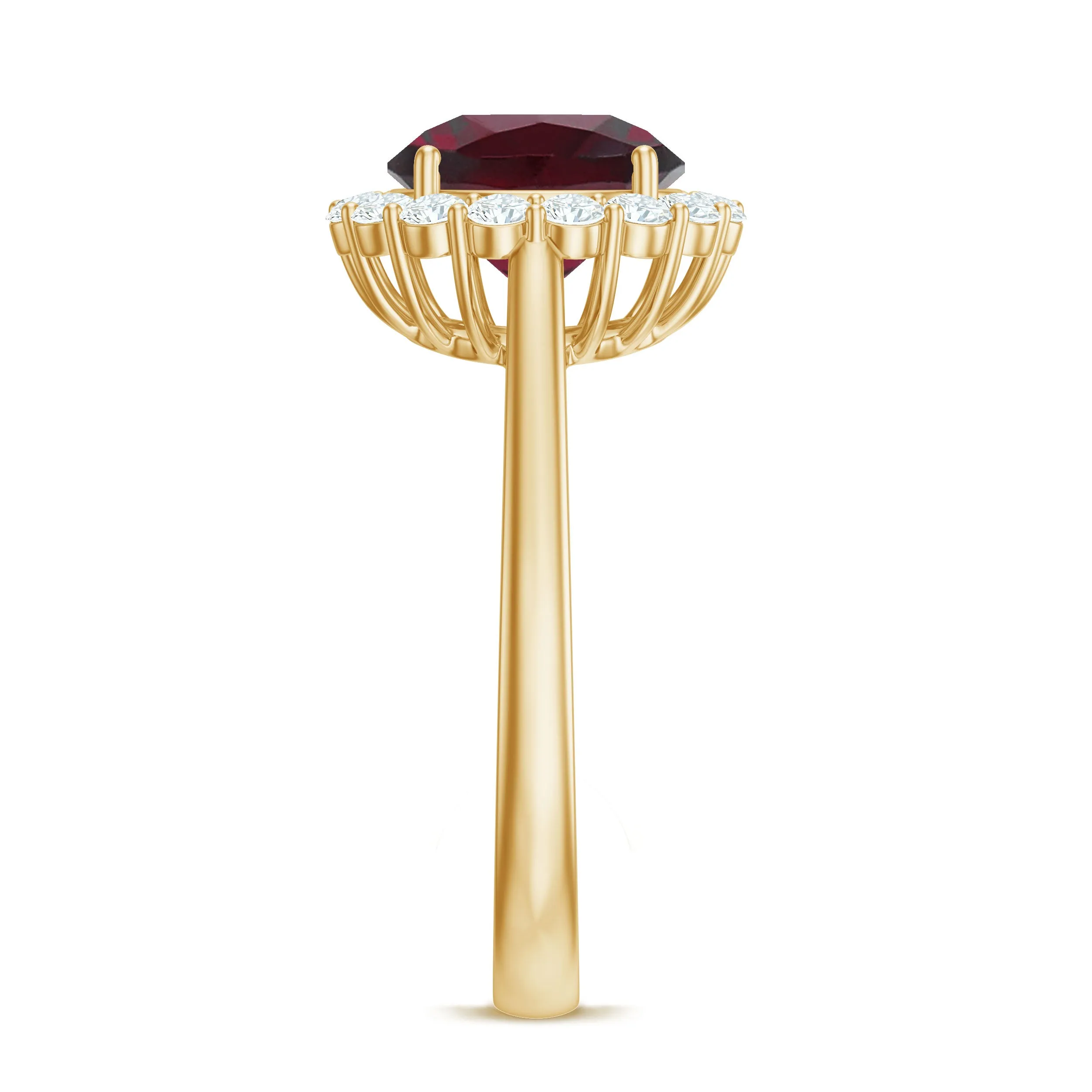 Rhodolite Engagement Ring with Diamond Halo