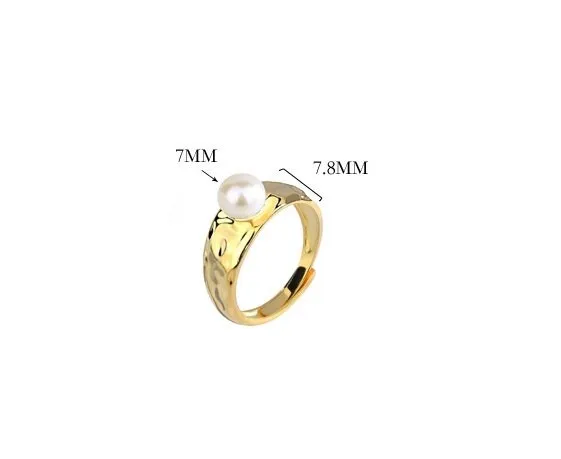Ring Blank Pearl Setting 7 mm 925 Solid Sterling Silver Gold Bezel Flower Cup Adjustable For One Bead DIY Jewelry Finding Wholesale 1pc
