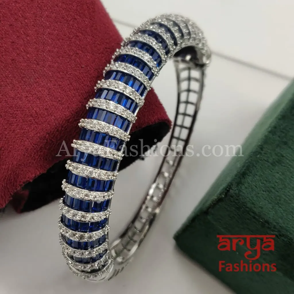 Ruby Silver Monalisa Stones CZ Bracelet/ Emerald Green CZ Bracelet