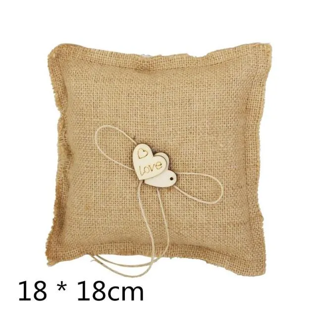Rustic Country Charm Burlap Wedding Ring Bearer Pillow