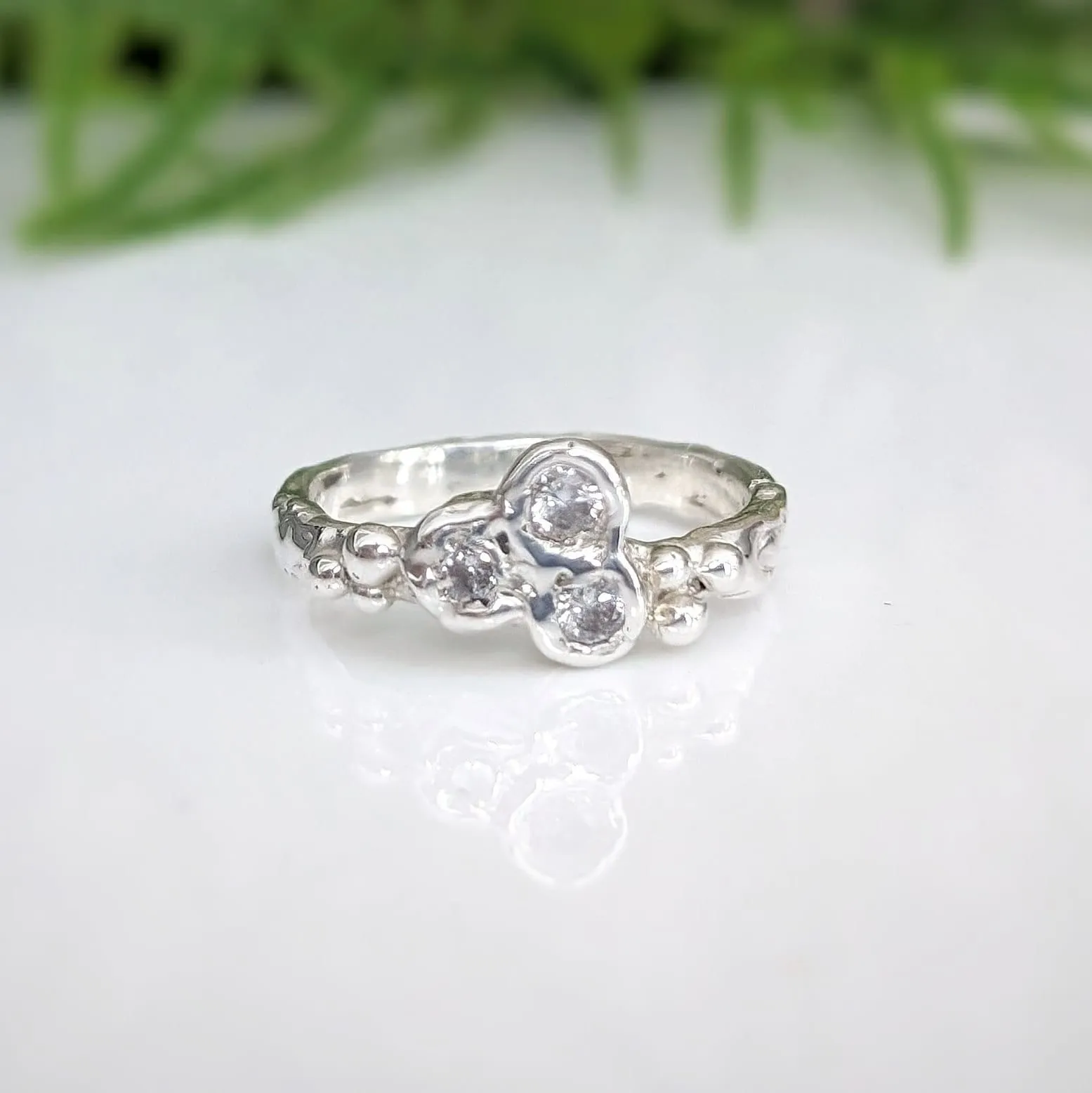 Silver CZ Cluster ring