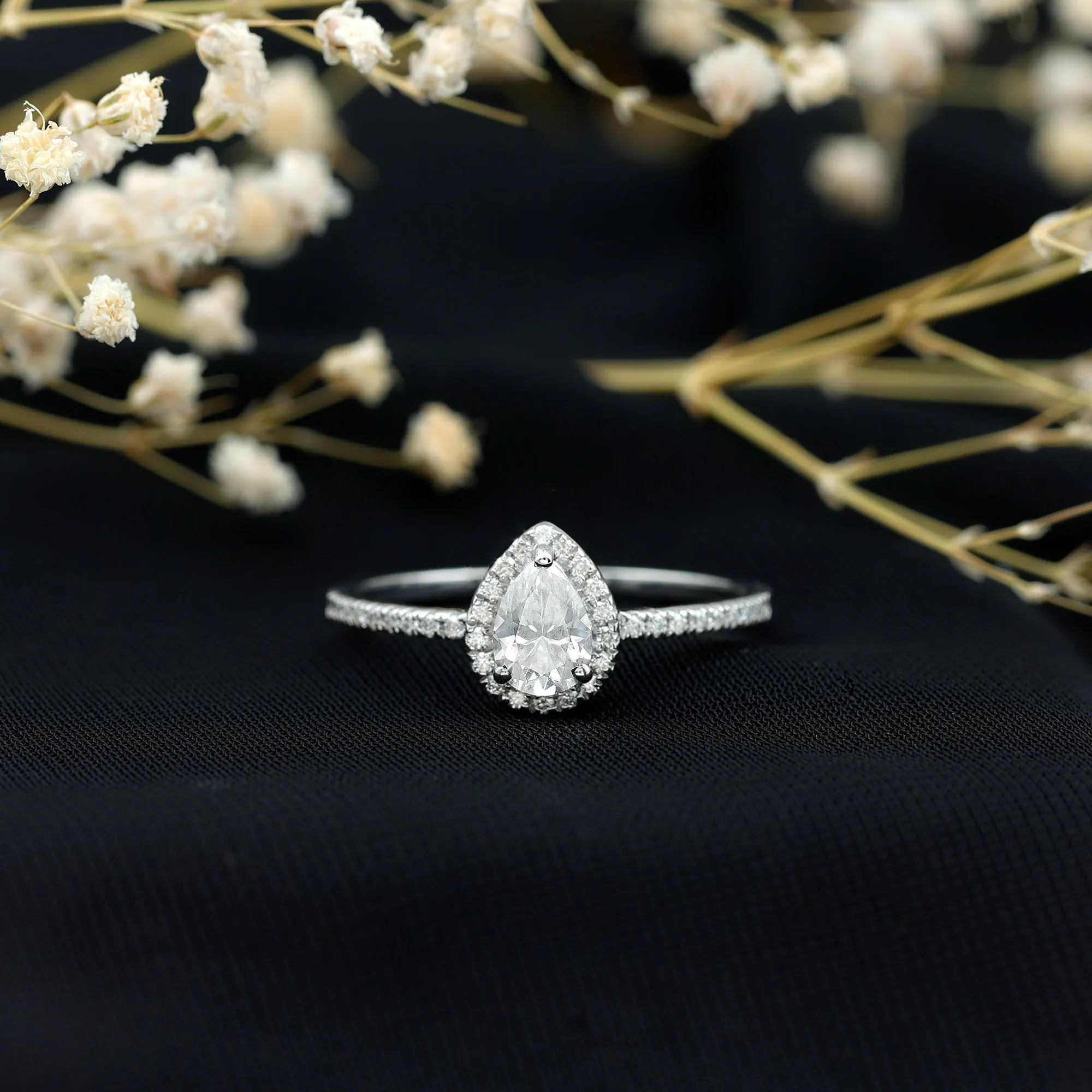 Simple Moissanite Teardrop Engagement Ring