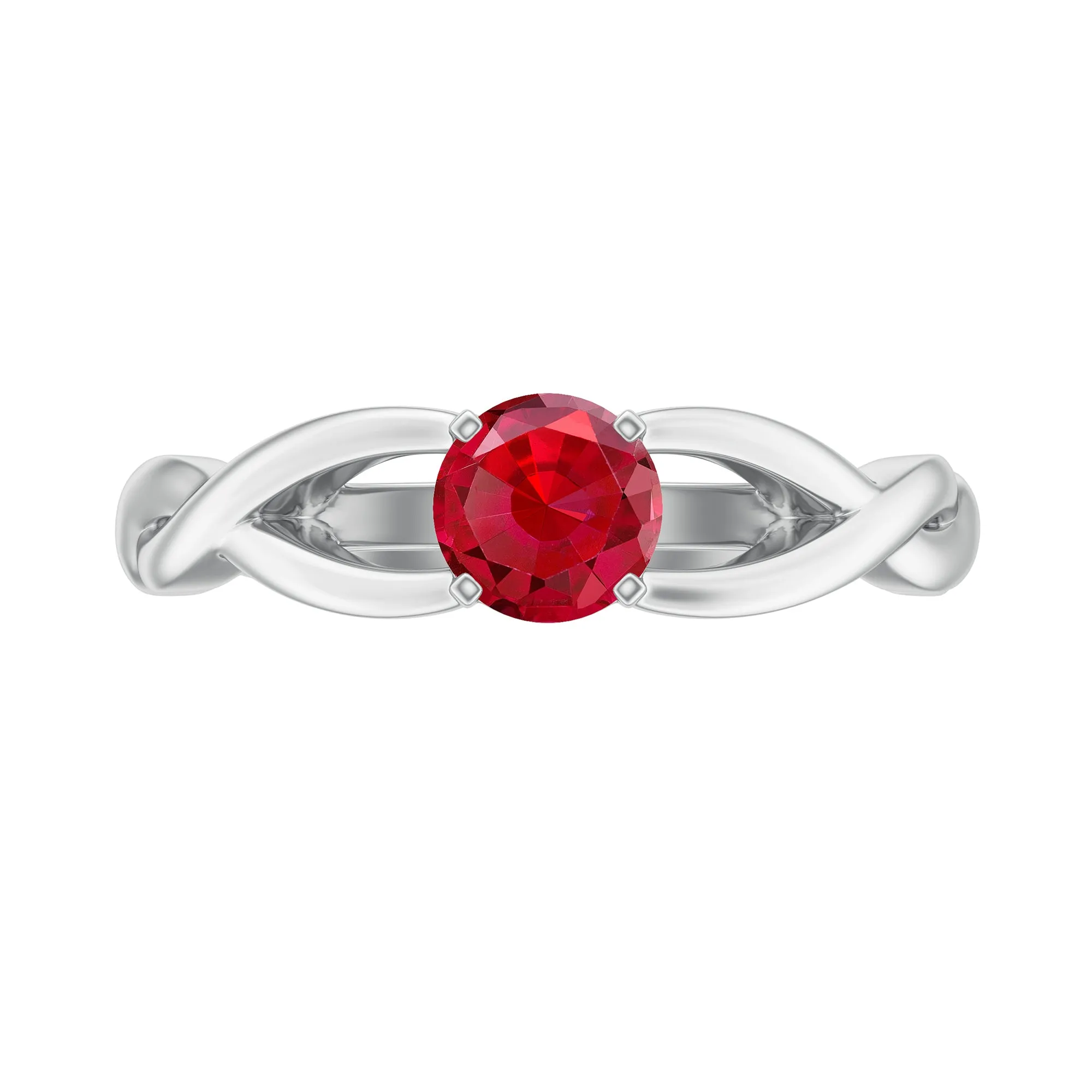 Solitaire Created Ruby Crossover Ring with Surprise Diamond