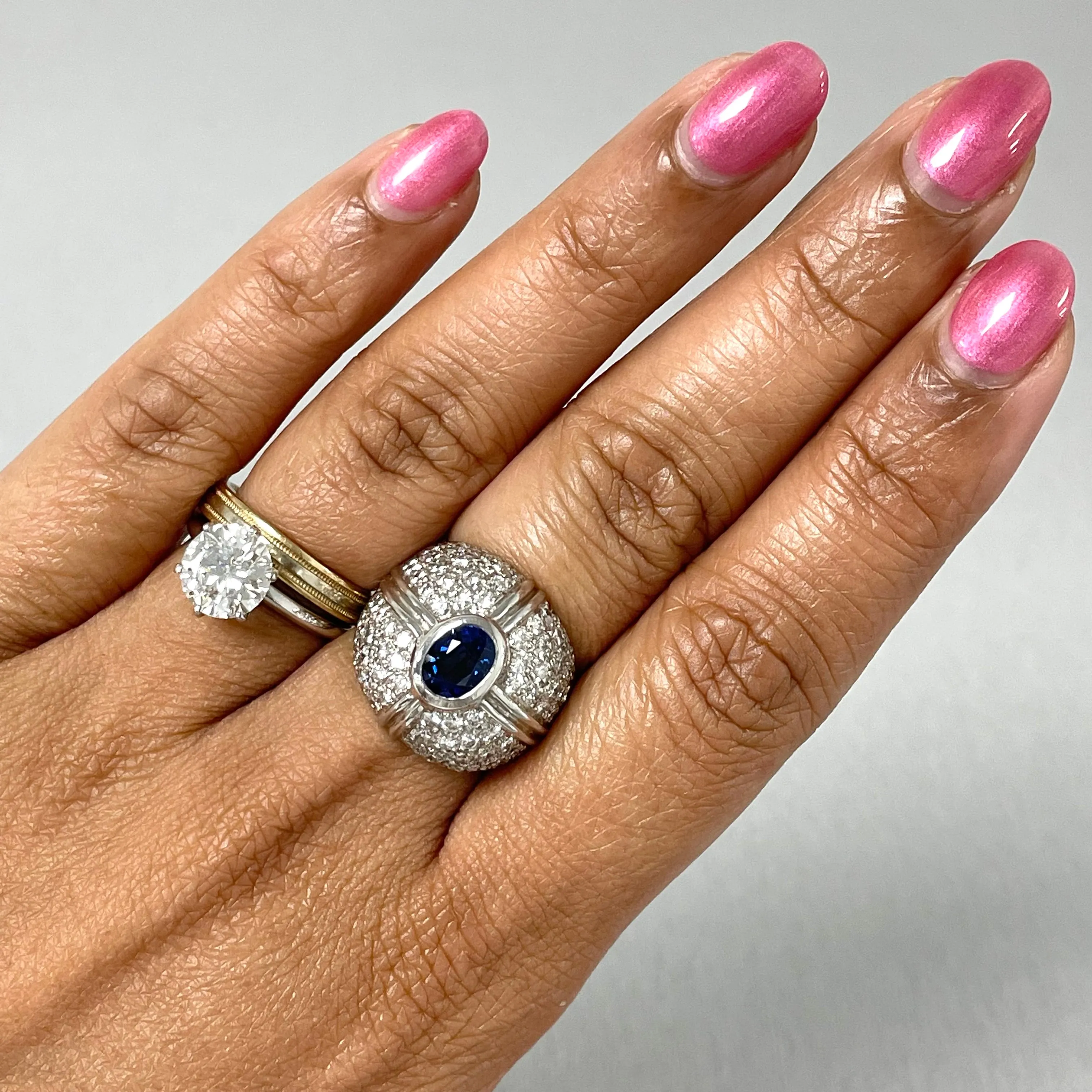 Starry Crossroads Diamond & Sapphire Ring (3.60 ct Sapphire & Diamonds) in White Gold