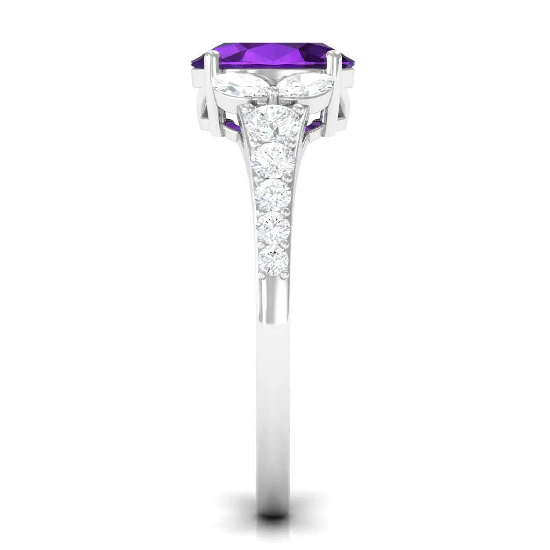 Statement Amethyst Engagement Ring with Moissanite